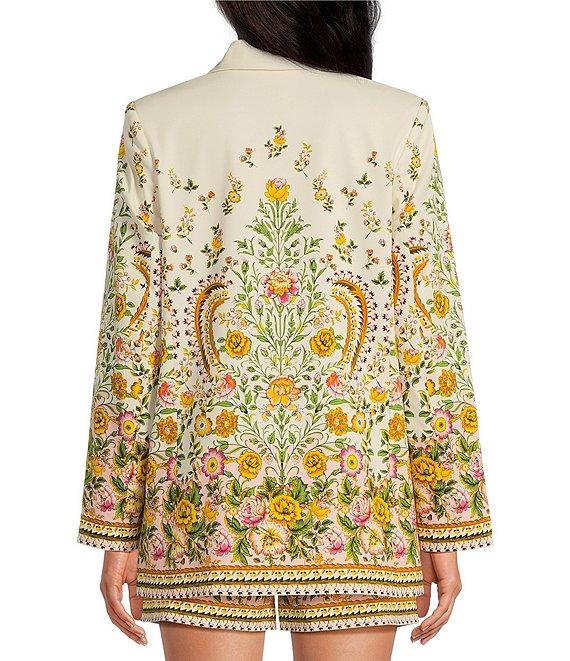 A Loves A Floral Woven Notch Lapel Long Sleeve Button Front Mid Length Coordinating Blazer Product Image