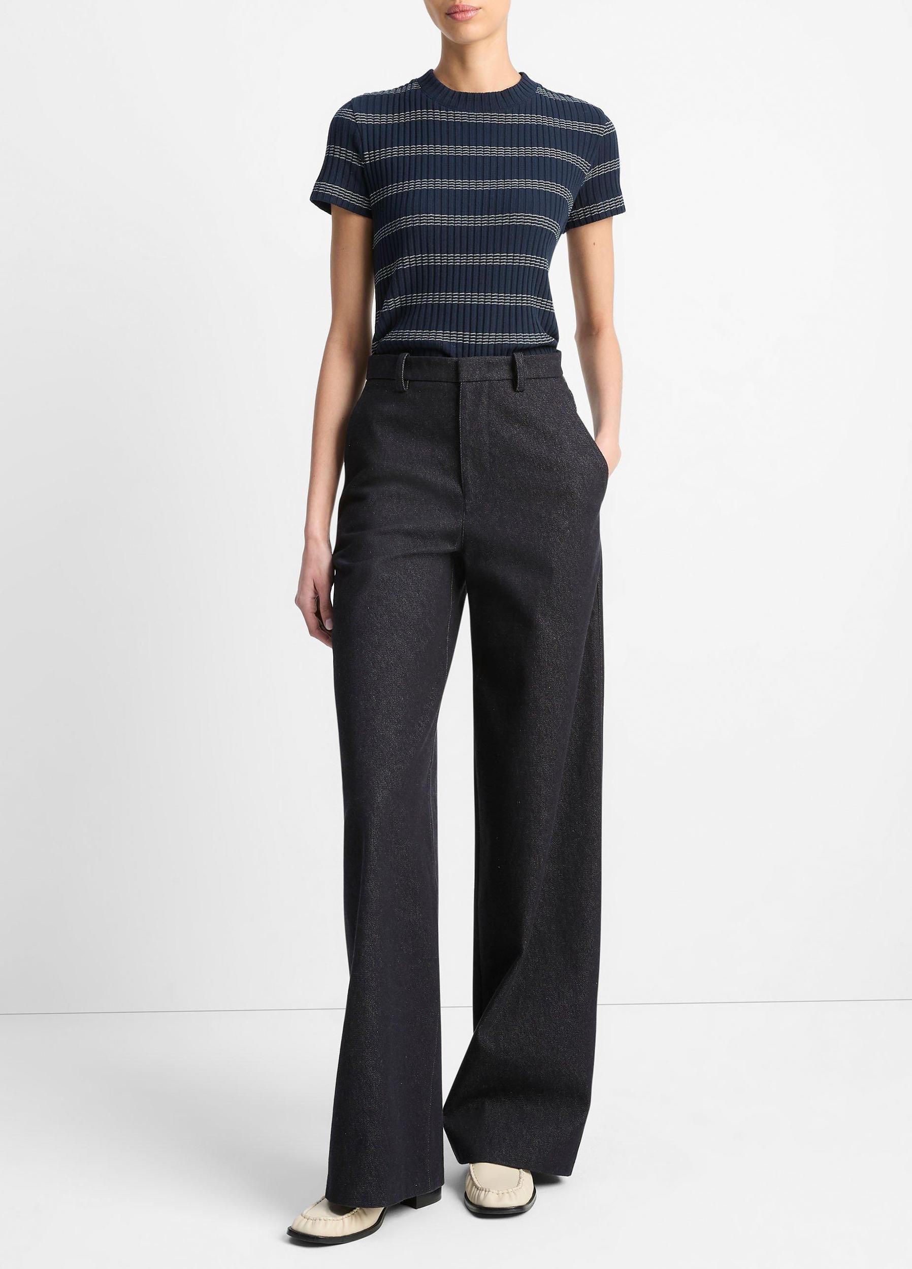 Striped Ribbed Cotton-Blend Top Product Image