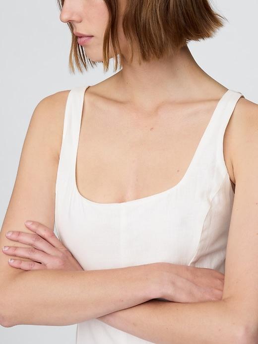 Linen-Blend Square-Neck Maxi Dress Product Image