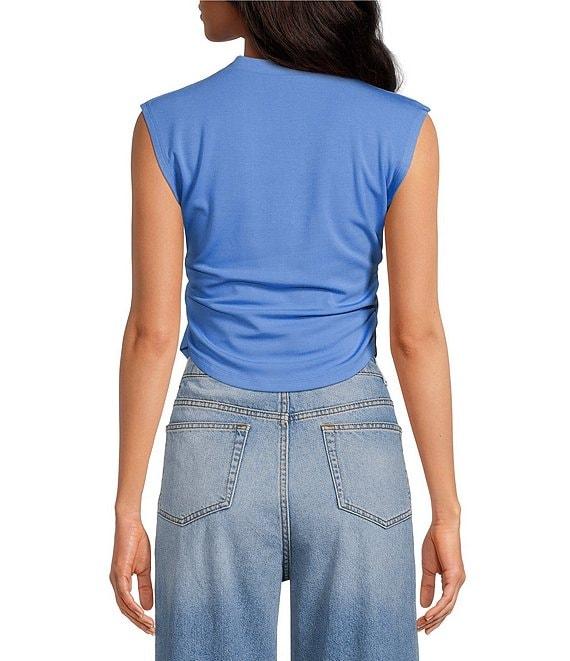 Gianni Bini Knit Mock Neck Cap Sleeve Crop Top Product Image
