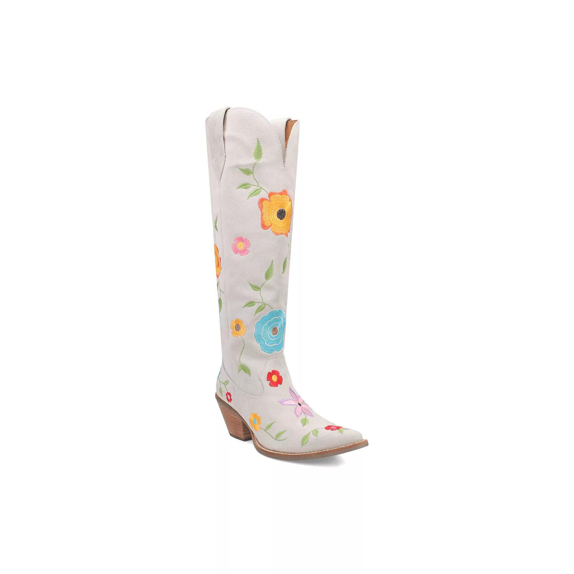 Dingo Flower Power Women's Suede Boots, Size: 7.5, White Product Image