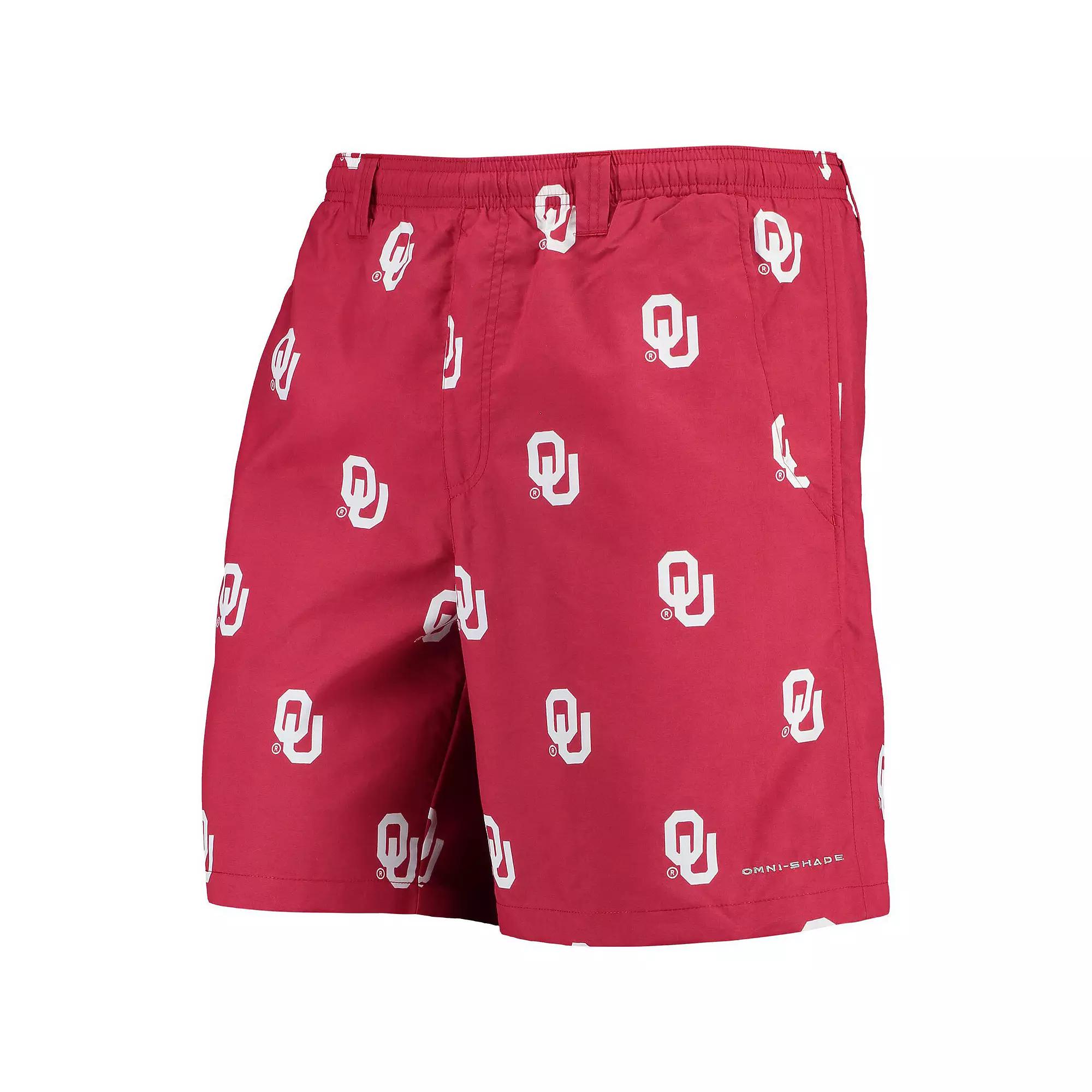 Men's Columbia PFG Crimson Oklahoma Sooners Backcast II 8" Omni-Shade Hybrid Shorts,  Product Image