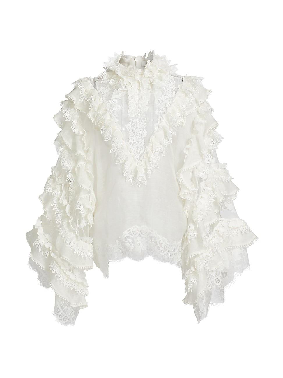 Womens Crush Heart Lace & Organza Blouse Product Image
