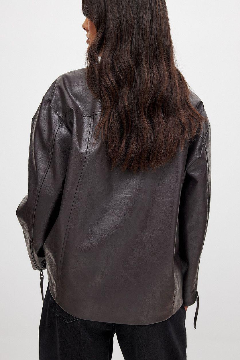 Zip Detail Shiny Pu Jacket Product Image