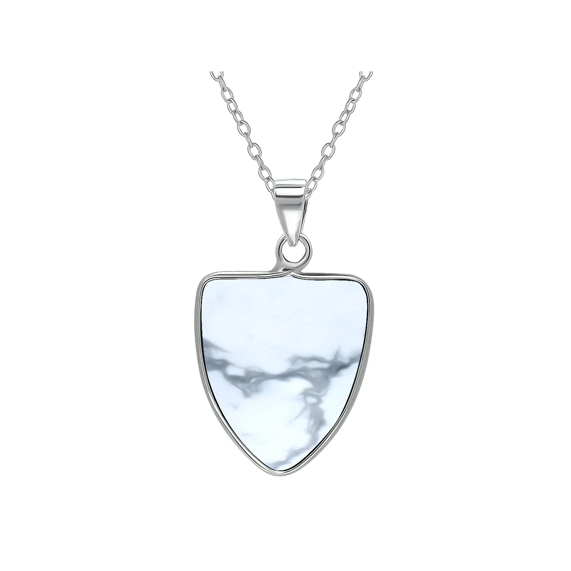 Aleure Precioso Sterling Silver Triangle Shaped Gemstone Drop Pendant Necklace, Women's, Size: 18", White Product Image