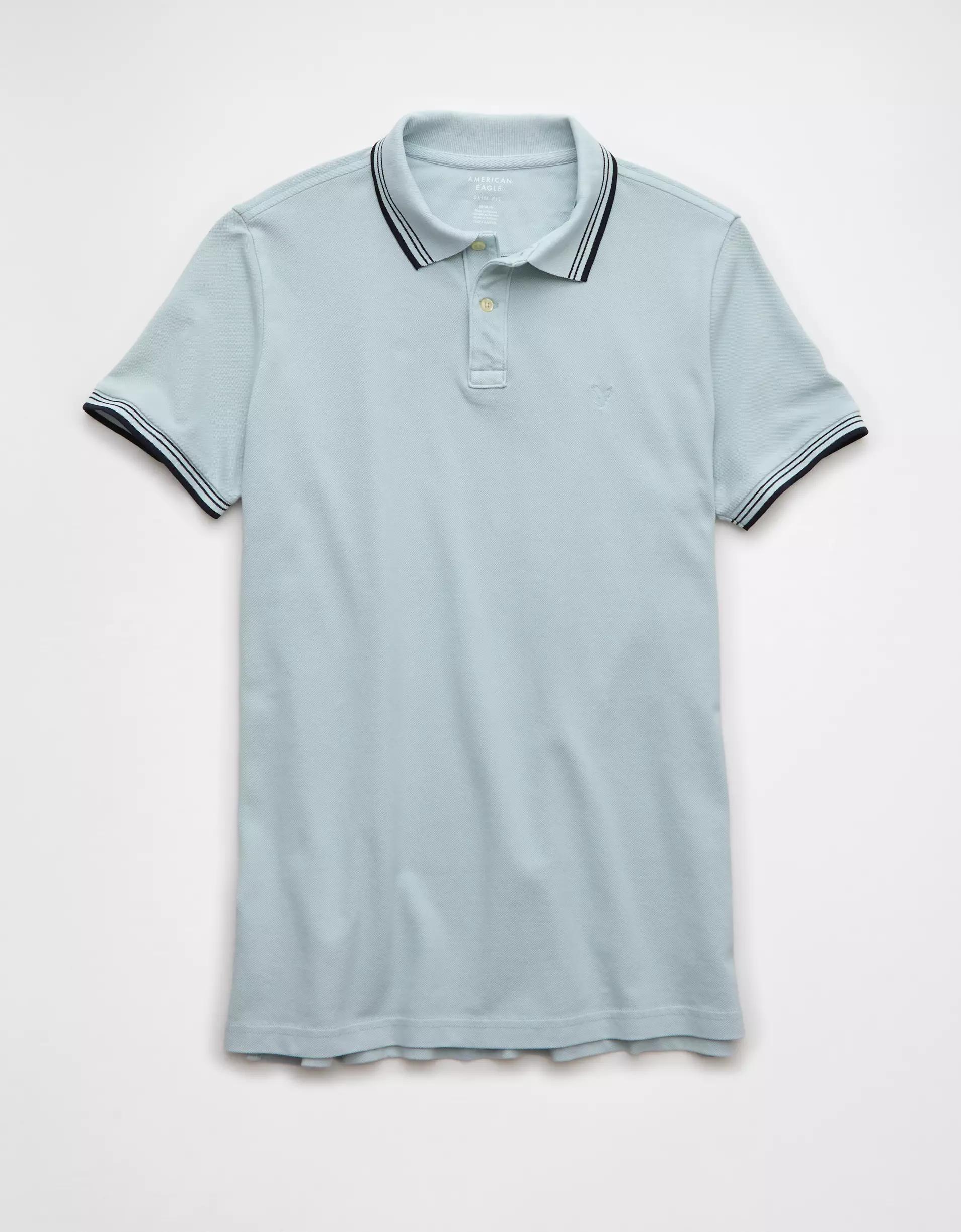 AE Lived-In Stretch Pique Slim Fit Tipped Polo Shirt Product Image