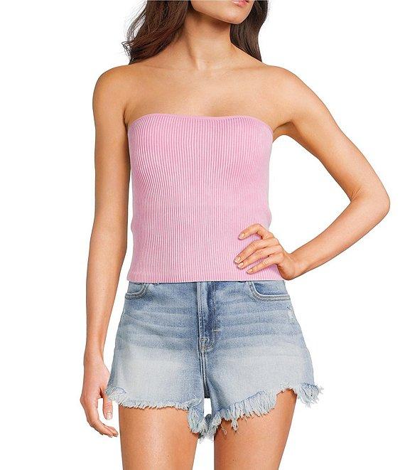 Moa Moa Straight Neck Strapless Cropped Tube Top Product Image