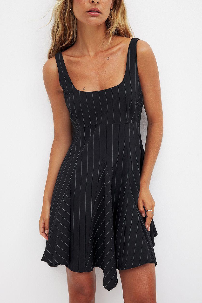 Pinstripe Hankerchief Mini Dress Product Image