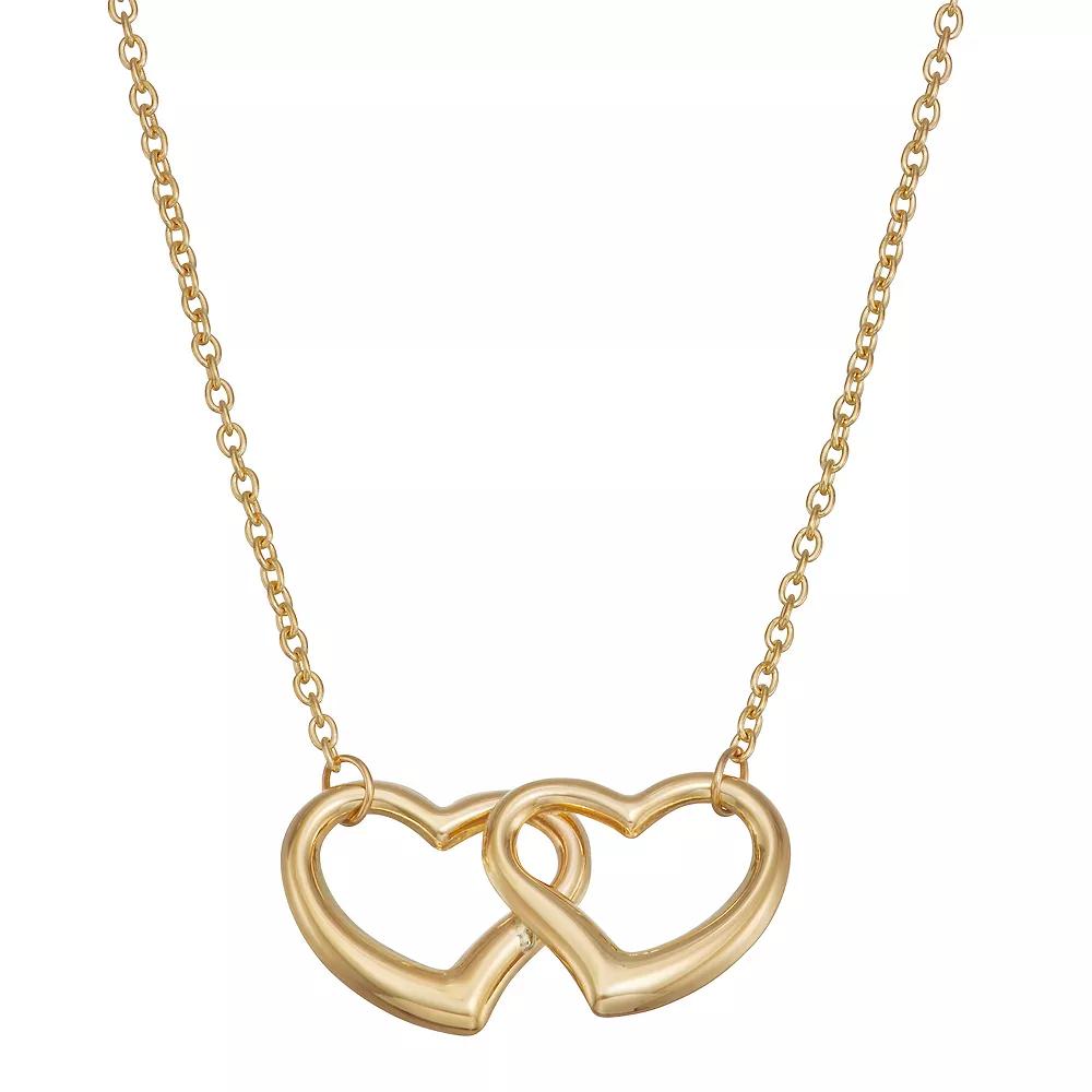 Au Naturale 14k Gold Double Heart Necklace, Women's, Size: 17" Product Image
