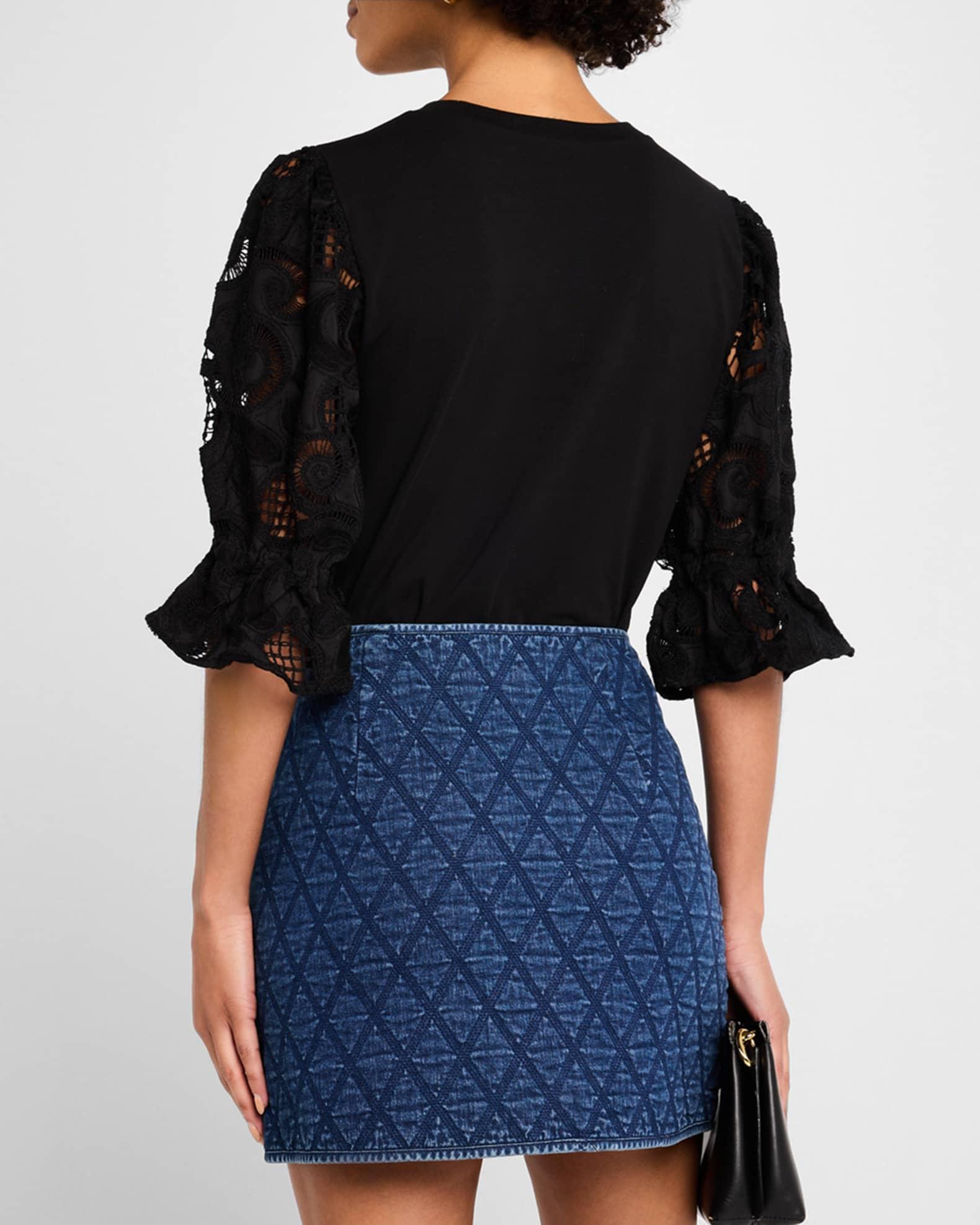 Carmine Embroidered Puff-Sleeve Top Product Image