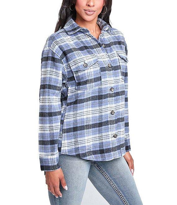 YMI Jeanswear Long Sleeve Plaid Shacket Product Image