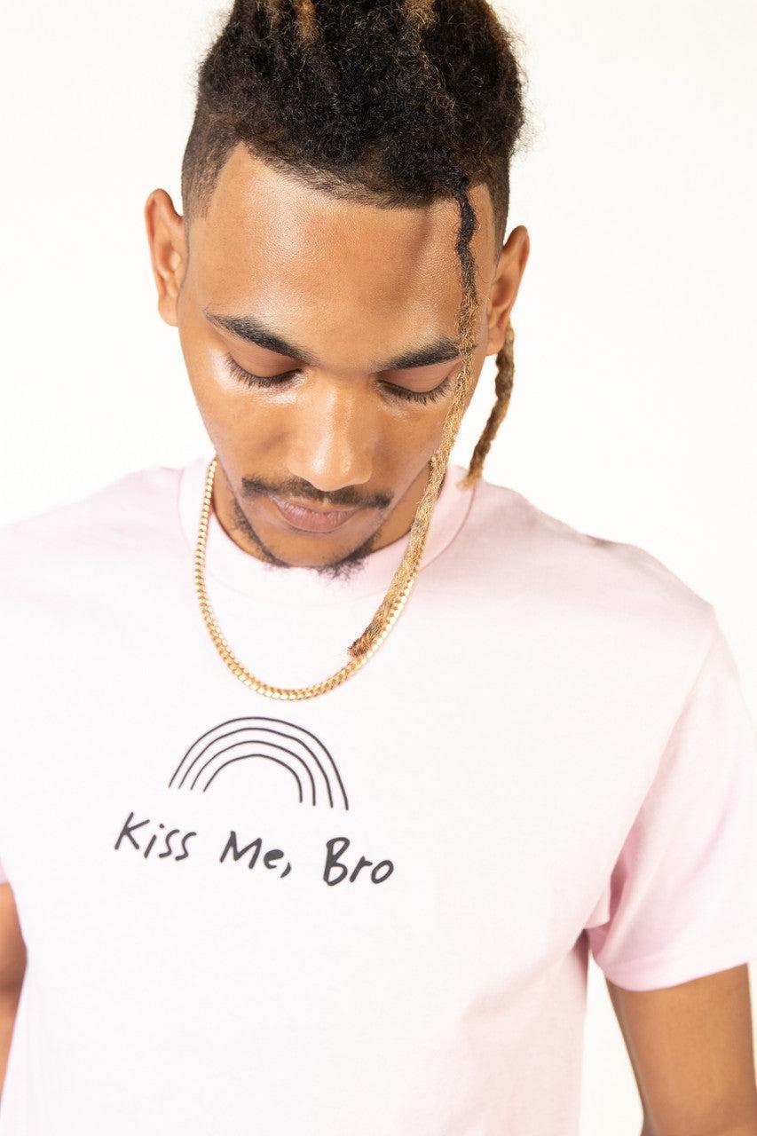 Light Pink Kiss Me Bro T-Shirt Product Image