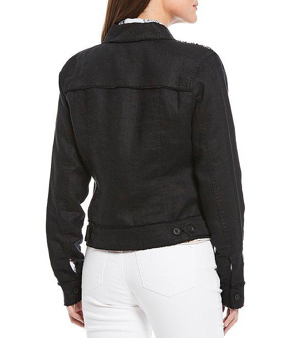 Tommy Bahama Two Palm Raw Edge Point Collar Long Sleeve Button Front Jacket Product Image