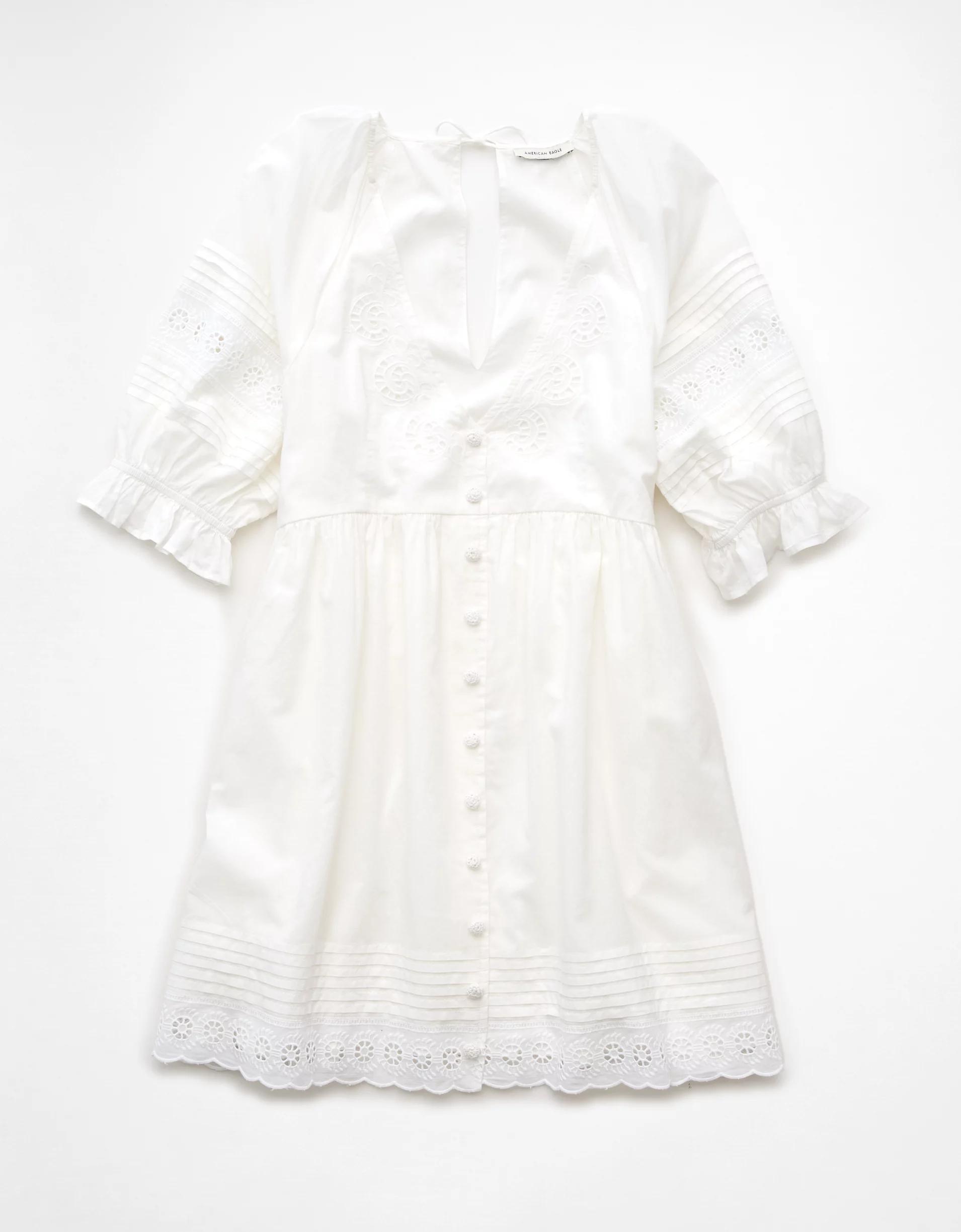 AE Puff Sleeve Embroidered Mini Dress Product Image