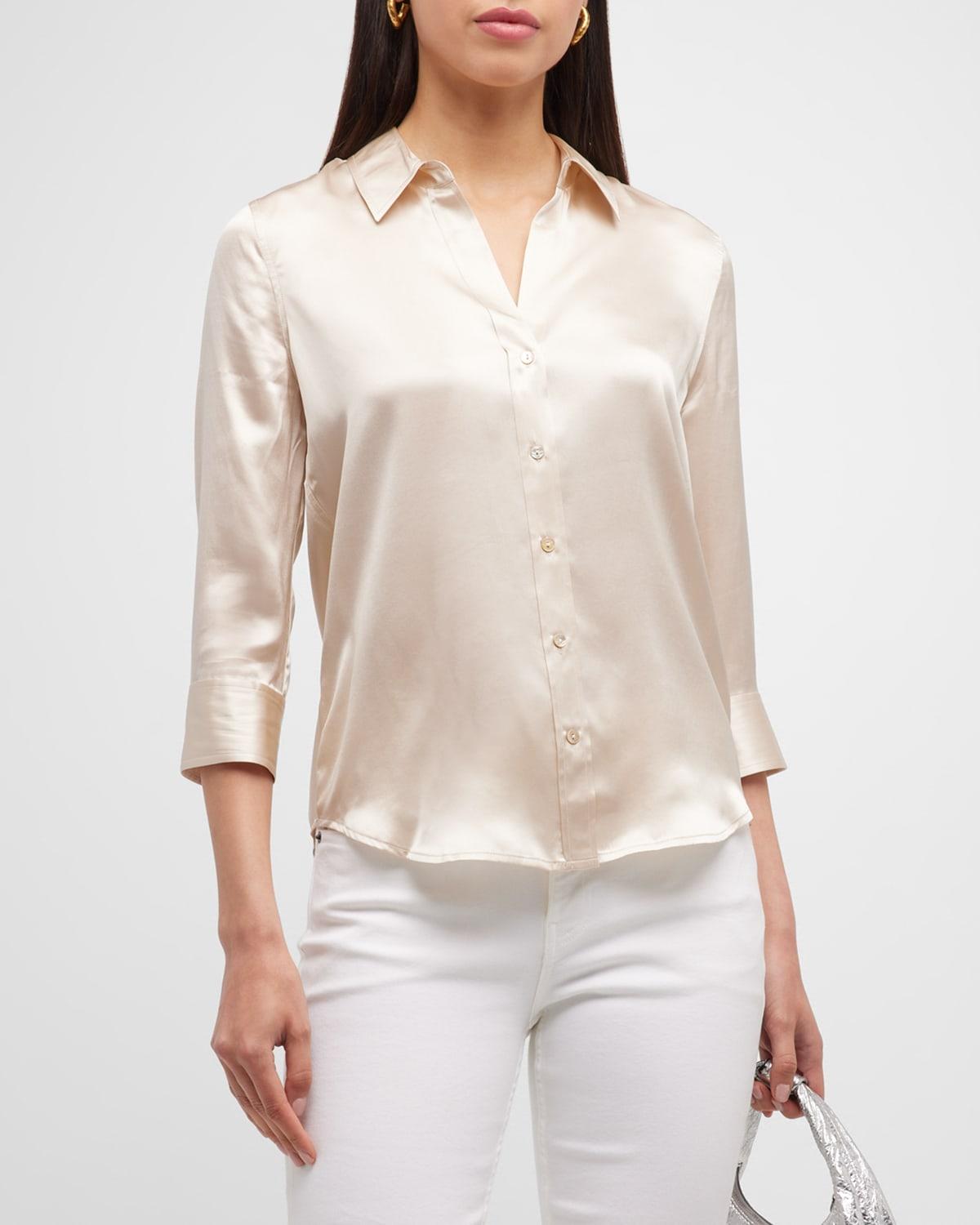 Womens Dani Three-Quarter Sleeve Silk Shirt Product Image