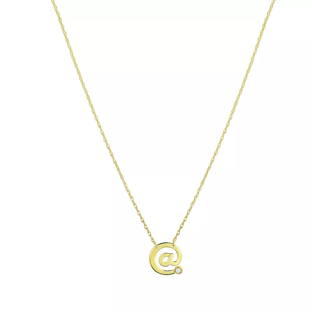 Taylor Grace 10k Gold Diamond Accent @-Sign Necklace, Women's, Size: 16-18" ADJ Product Image