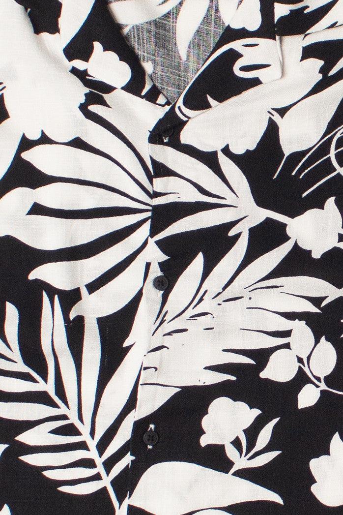 Black & White Tropical Button Up Shirt Product Image