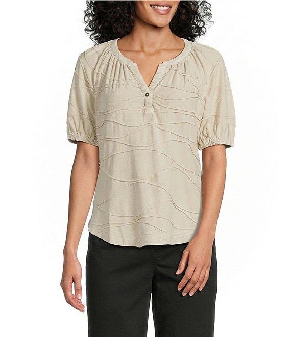 Westbound Knit Elbow Sleeve Henley Top Product Image