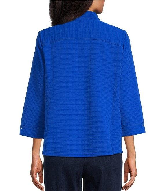 Allison Daley Petite Size 3/4 Sleeve Stand Collar Zip Front Jacket Product Image