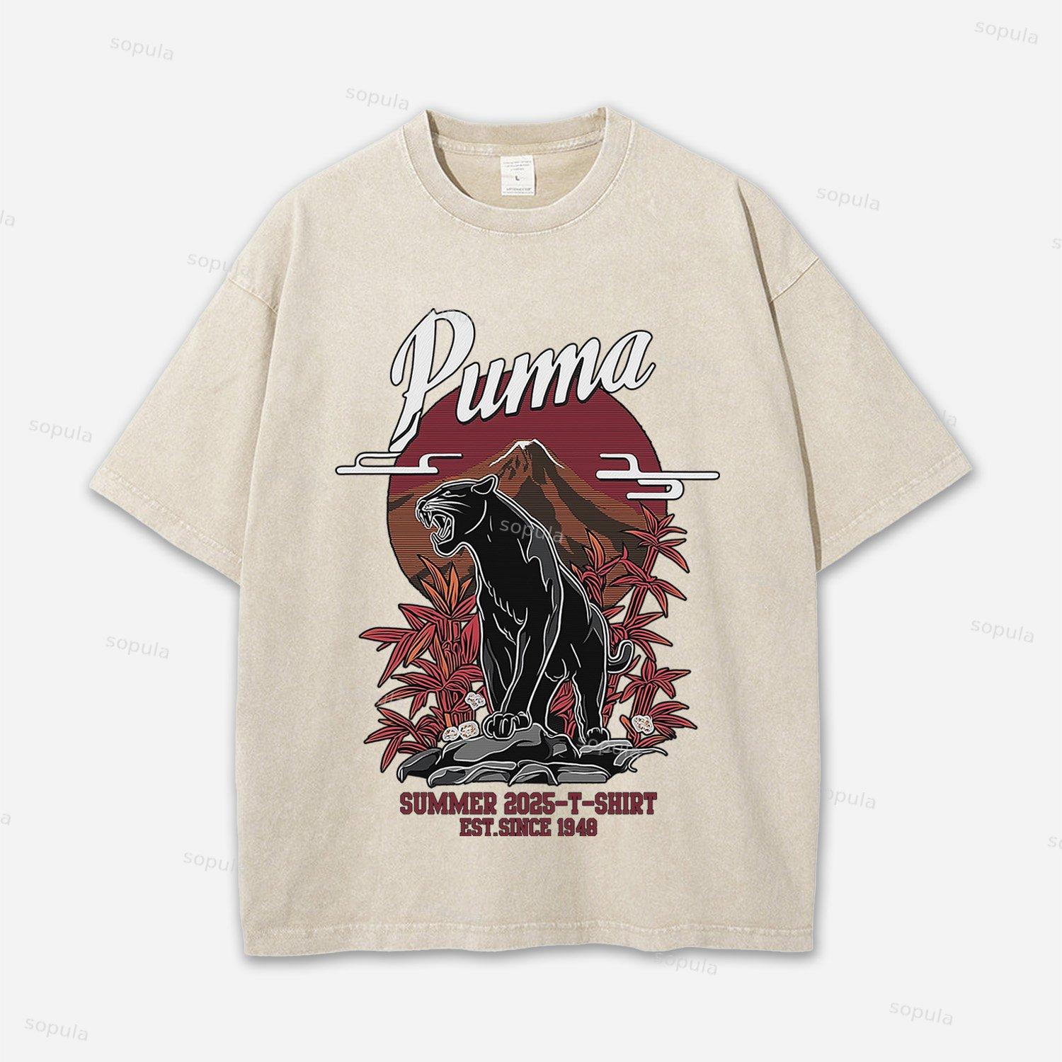Mount Fuji Black Panther Washed T-shirt Product Image