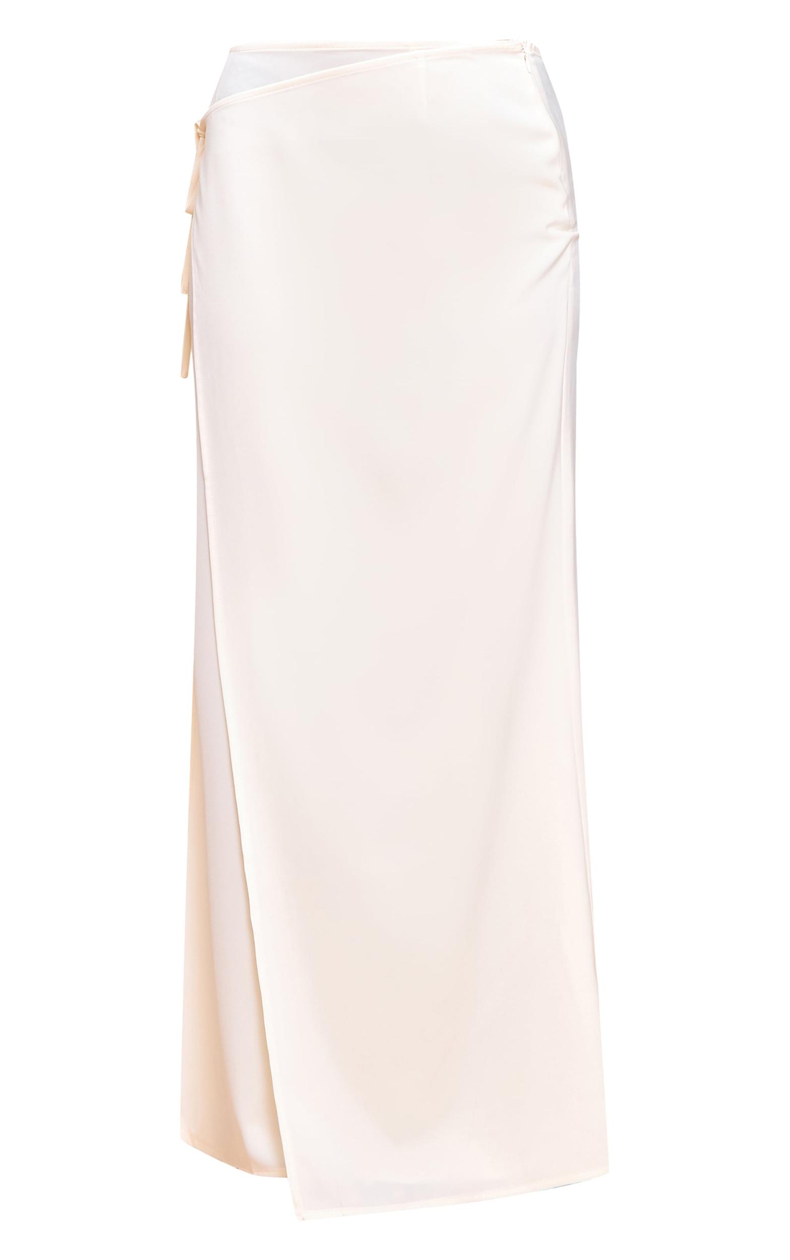  Cream Satin Wrap Maxi Skirt Product Image