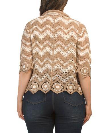 Plus Button Up Crochet Top for Women | Acrylic Product Image