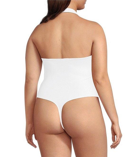 Good American Plus Size Sculpting Halter Square Neck Sleeveless Scuba Bodysuit Product Image