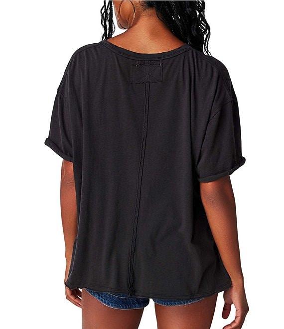 Free People Nina Short Sleeve Raw Edge Crew Neck Boxy Tee Shirt Product Image
