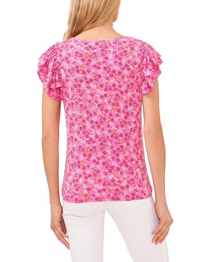 V-Neck Shirred Flutter Sleeve Blouse Product Image