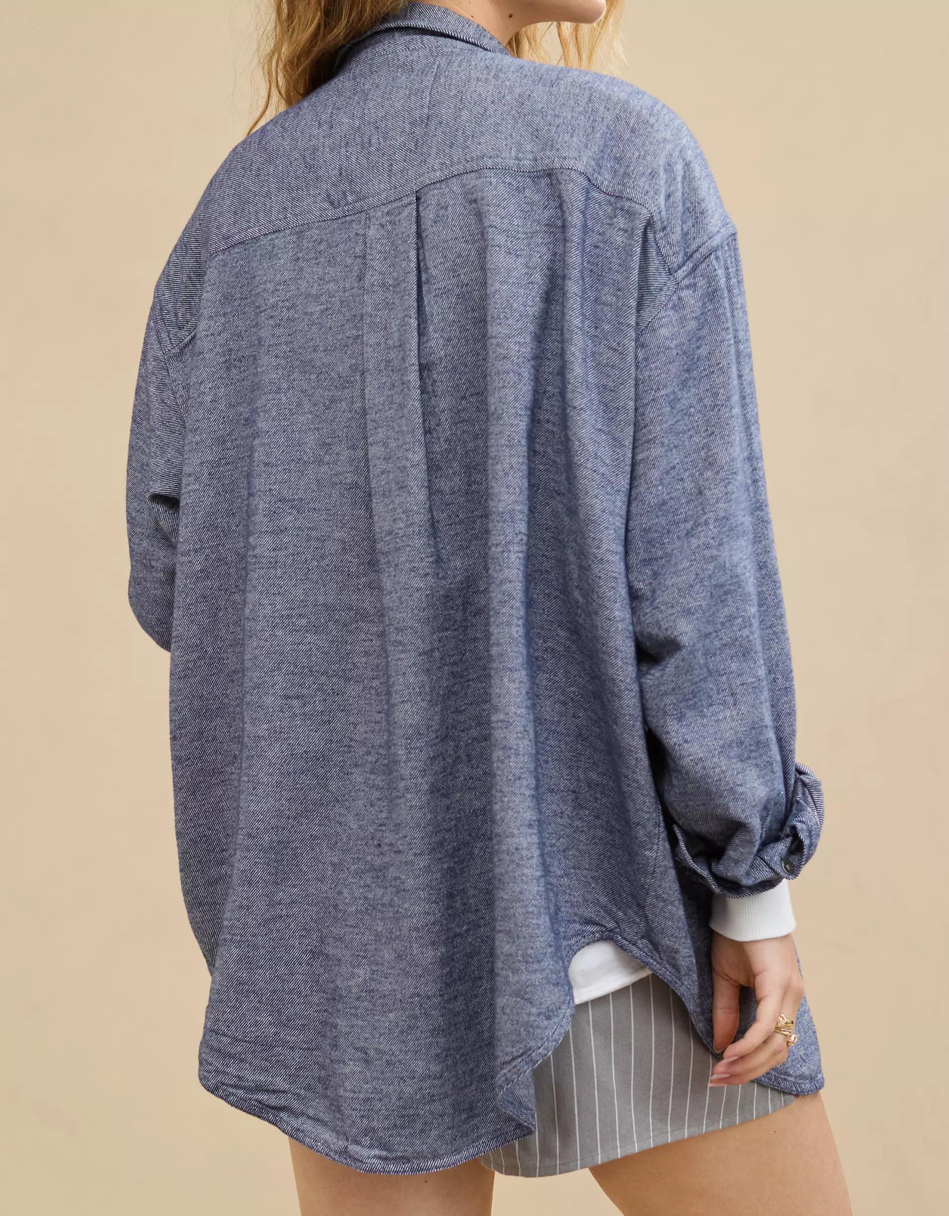 Aerie Anytime Fave Twill Shirt Product Image