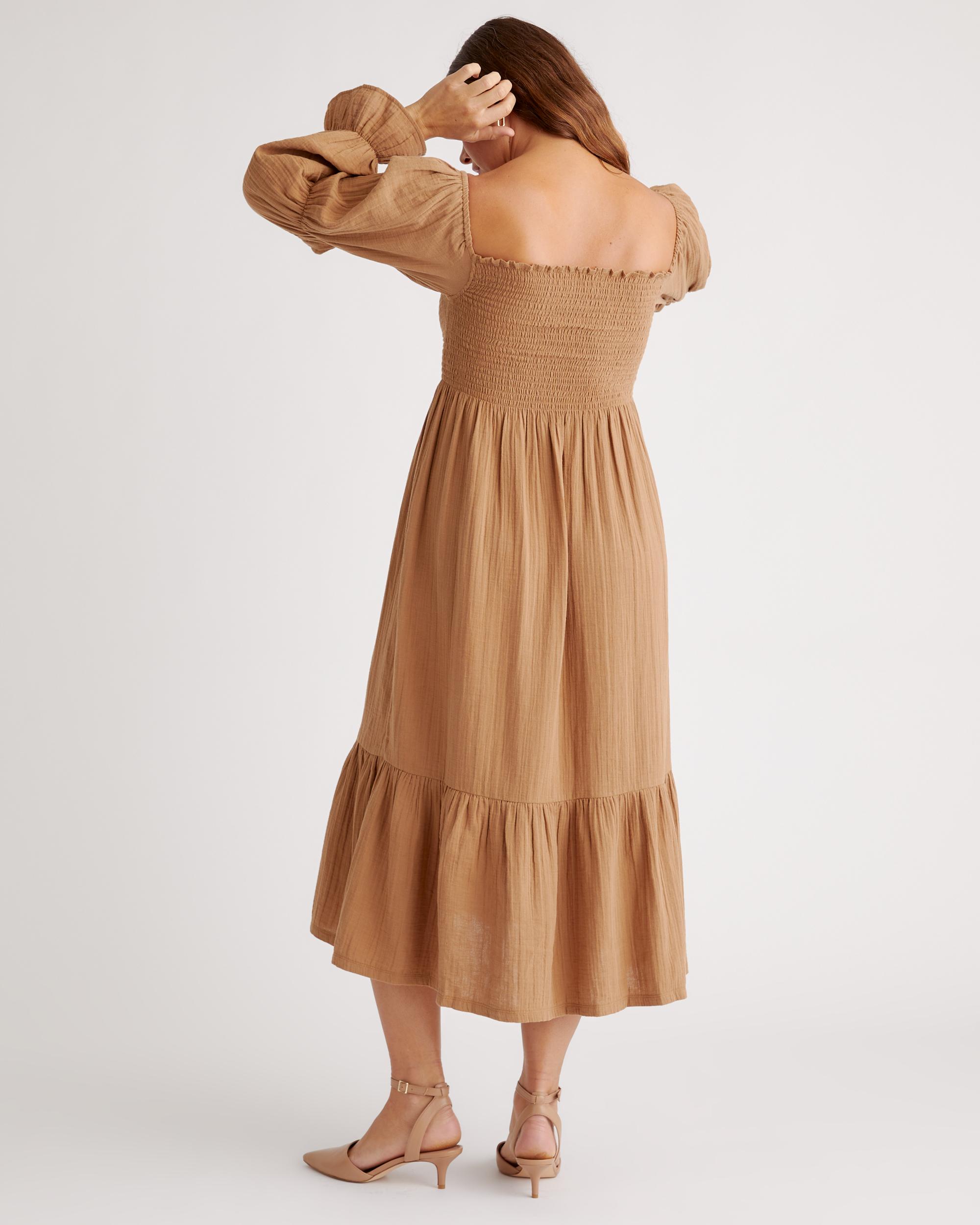 Quince | Women's Gauze Maternity Smocked Midi Dress Size XL, Organic Cotton Product Image