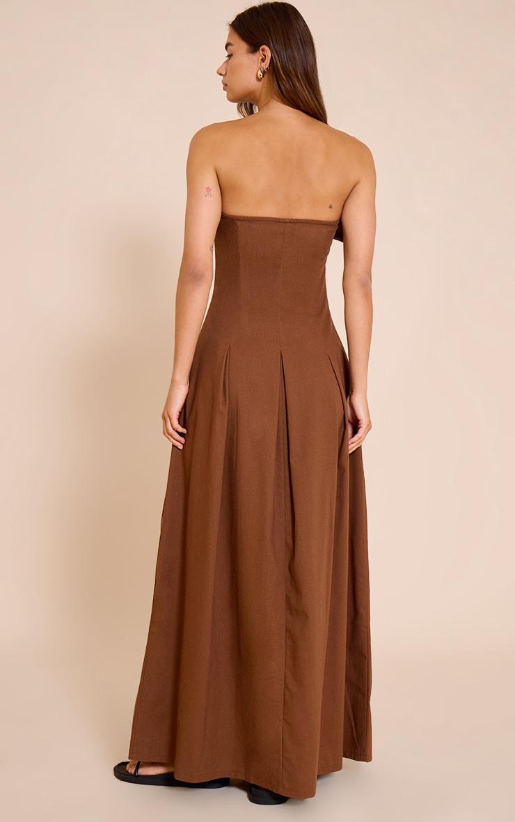 Chocolate Bandeau Pleated Midaxi Dress Product Image