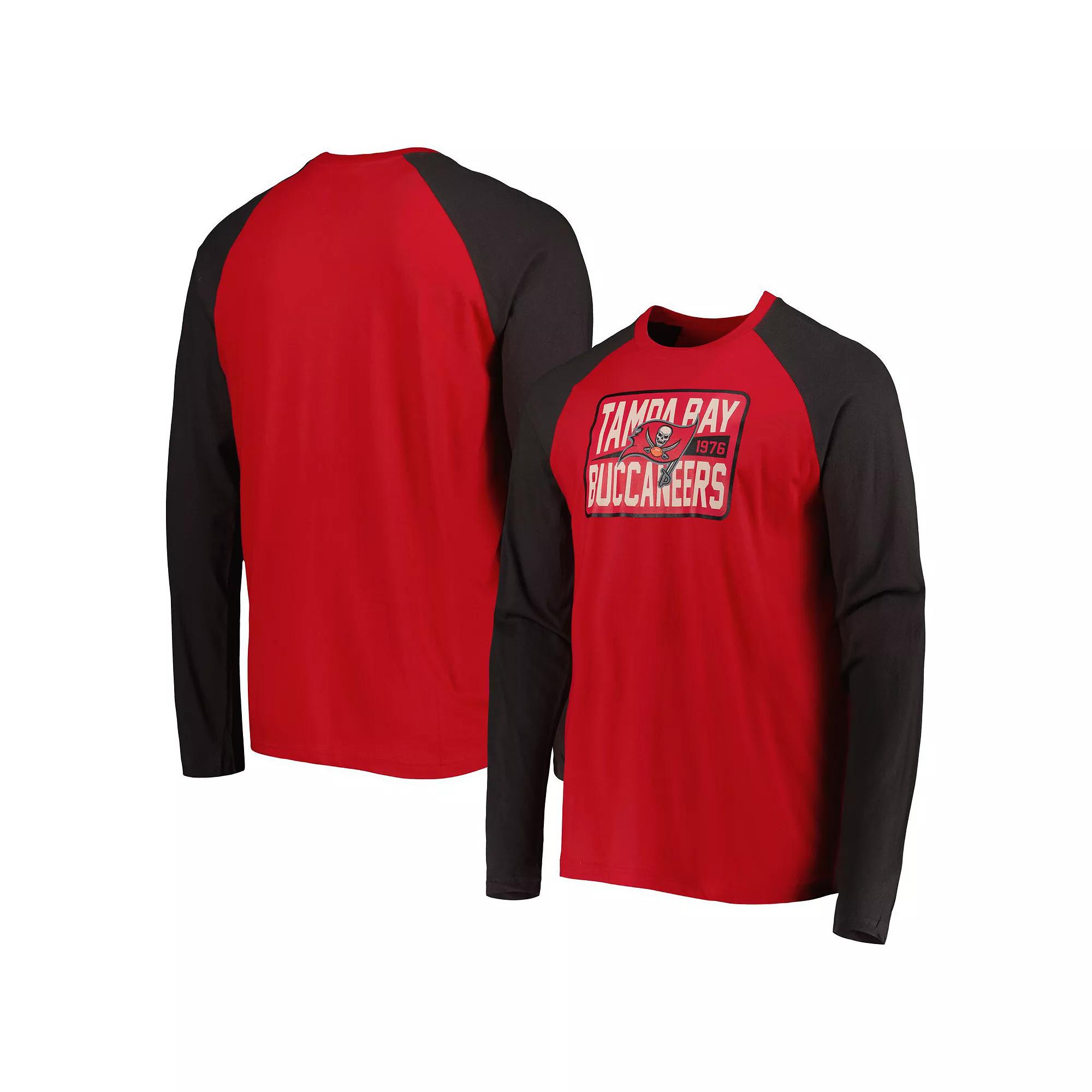 Men's New Era Red Tampa Bay Buccaneers Current Raglan Long Sleeve T-Shirt, Size: Large Product Image