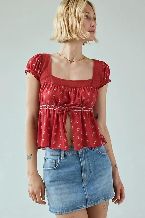 Kimchi Blue Lulu Lace-Trim Babydoll Flyaway Blouse Womens at Urban Outfitters Product Image