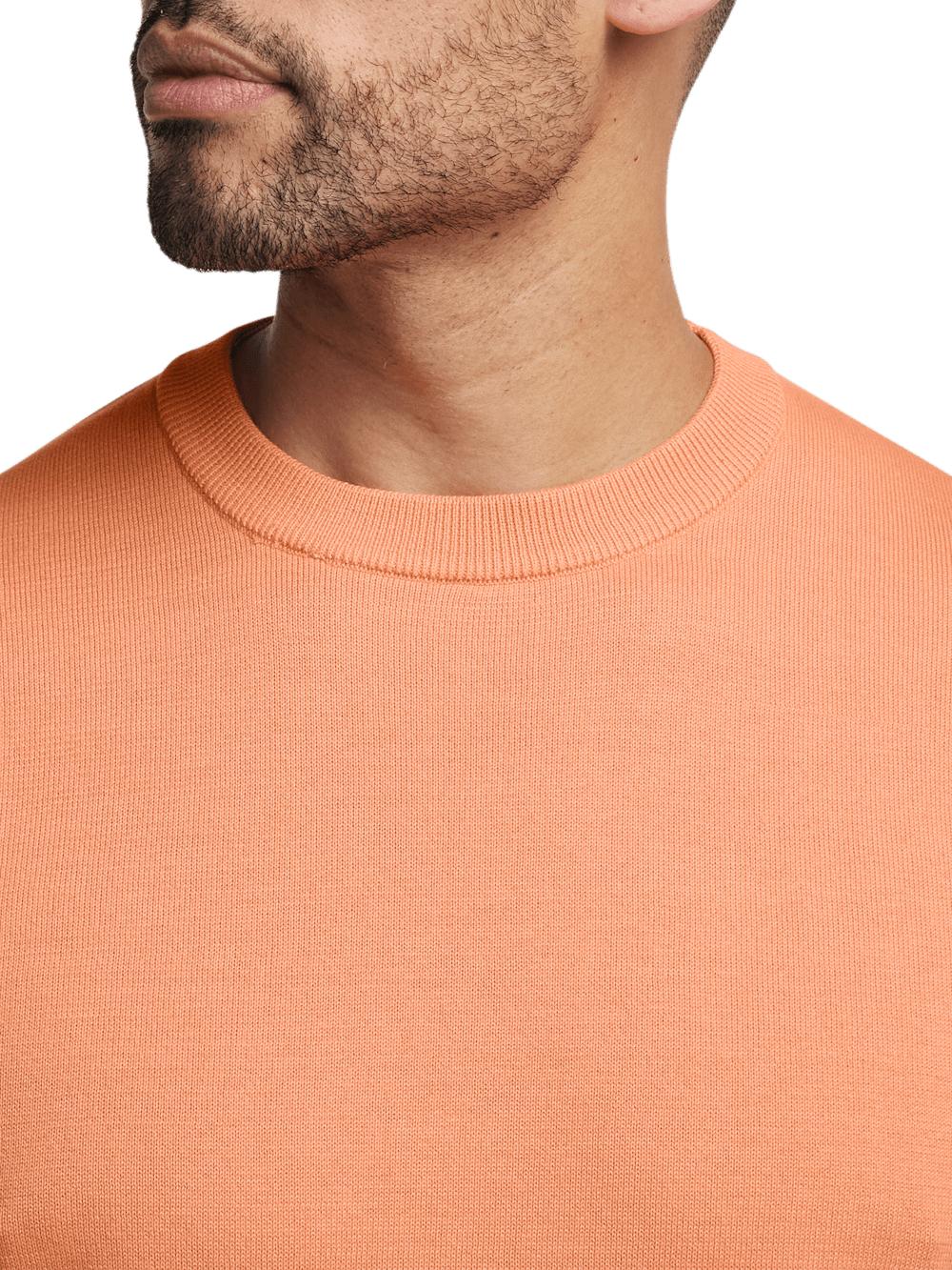 Supima Cotton Crew Neck Sweater - Coral Product Image