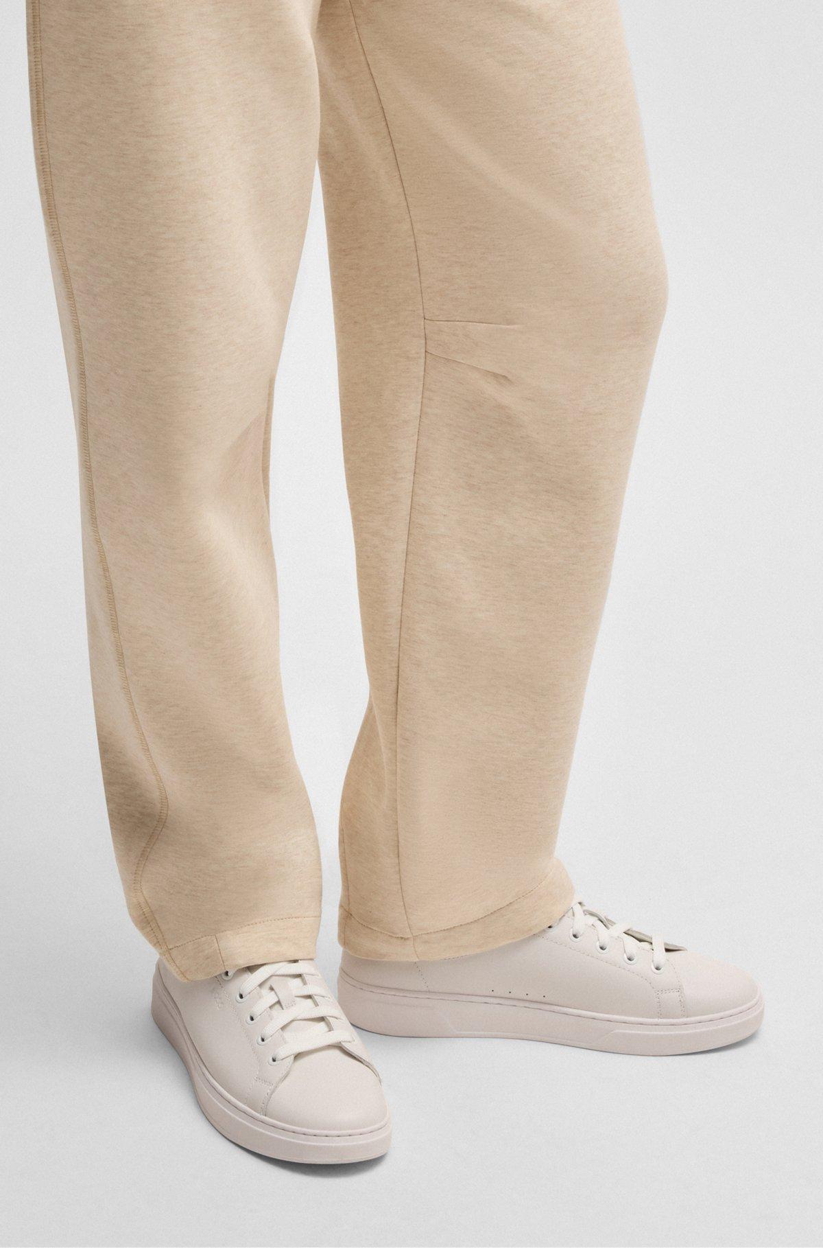 BOSS - Leather trainers with suede backtab - White Product Image