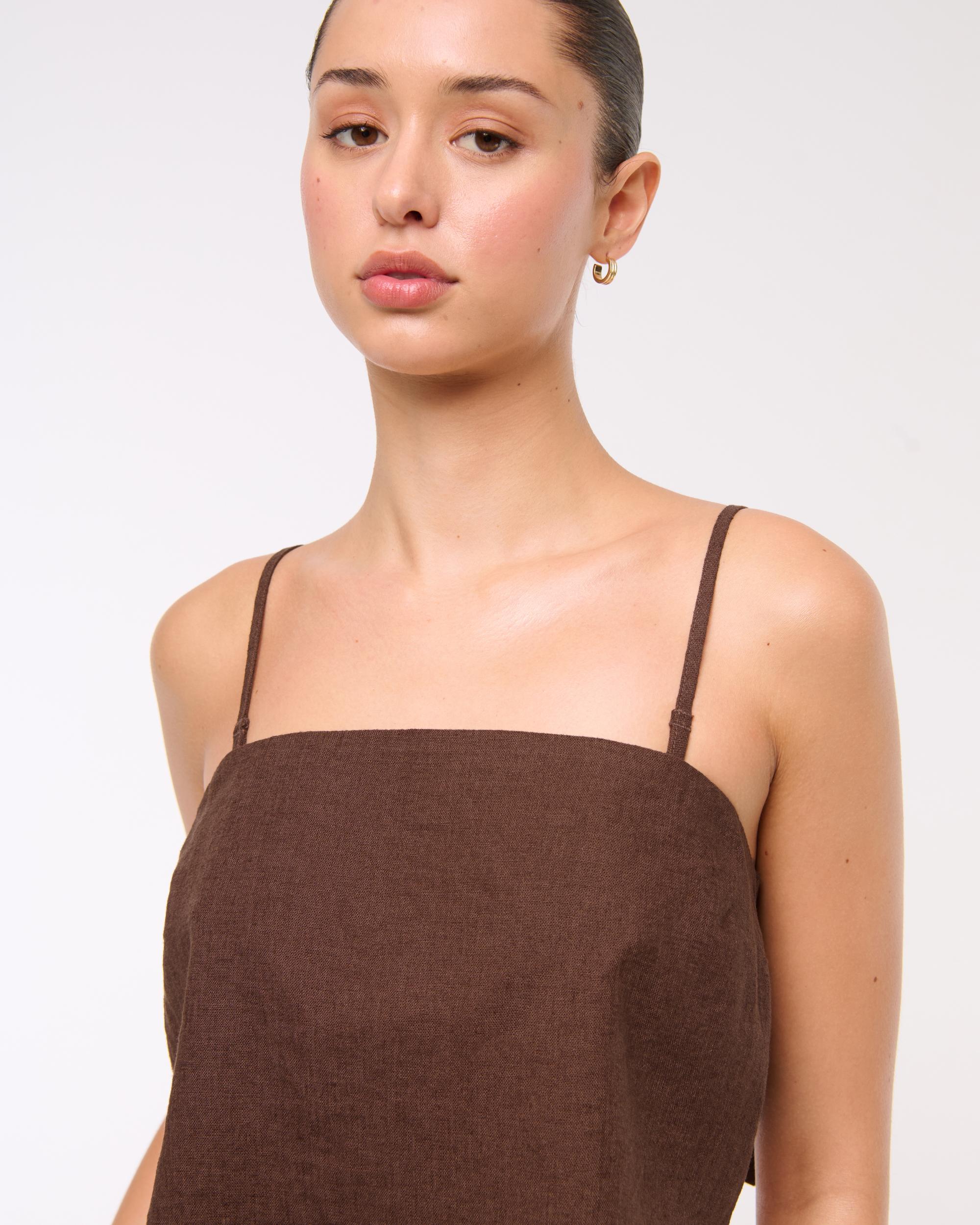 Linen-Blend Strapless Scarf Top Product Image