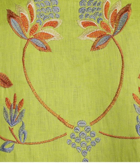 tyler boe Niki Floral Embroidered Split V-Neck 3/4 Sleeve Drop Waist Dress Product Image