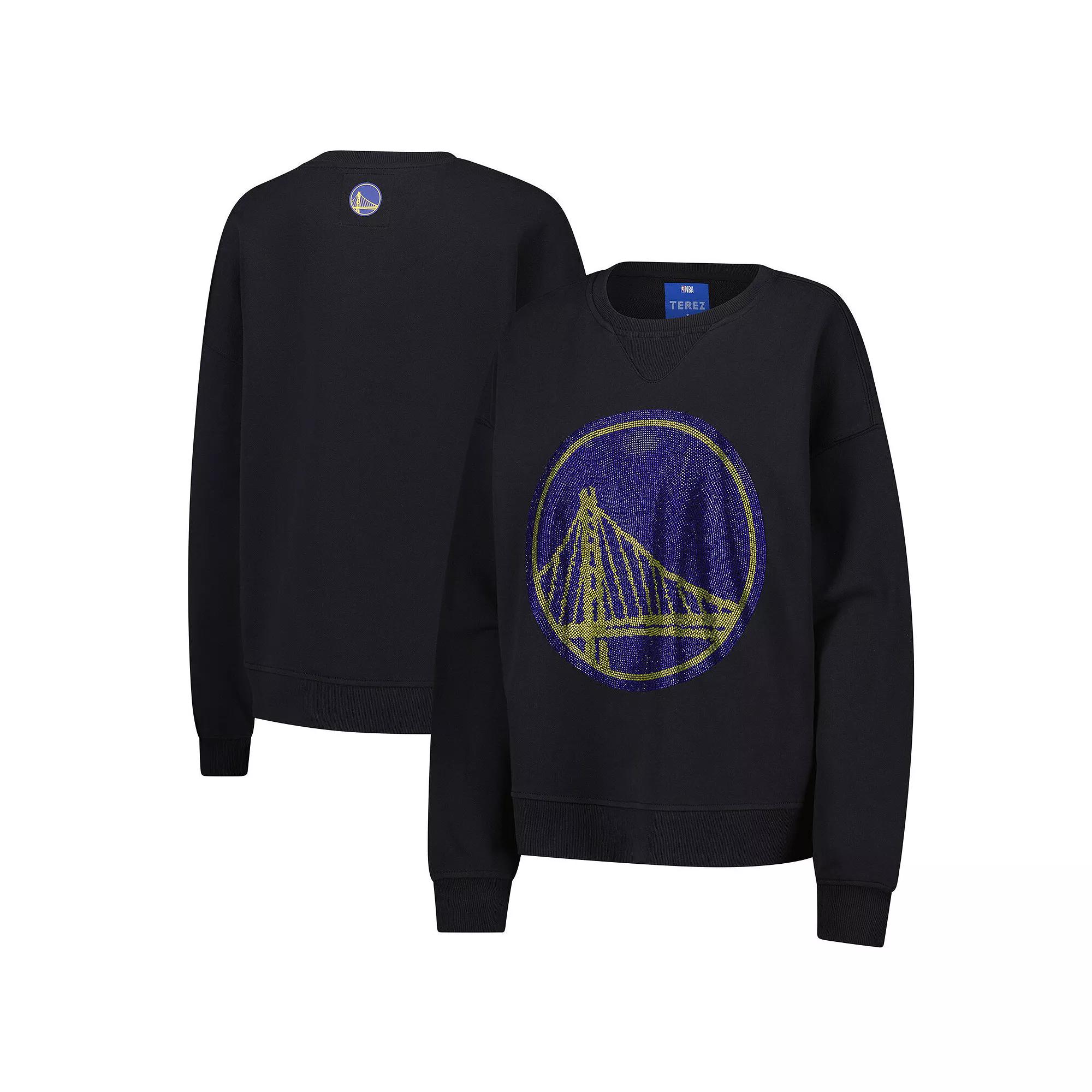 Women's Terez Black Golden State Warriors Gemstone Logo Pullover Sweatshirt,  Product Image