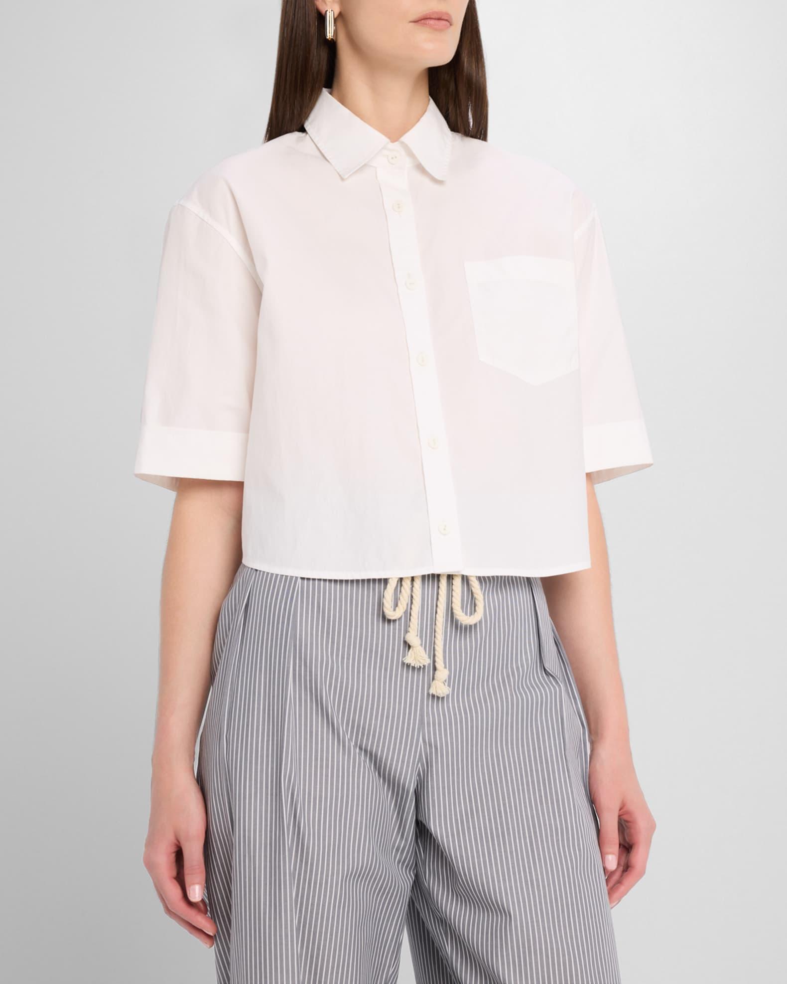 Cropped Oversized Button-Front Shirt  Product Image