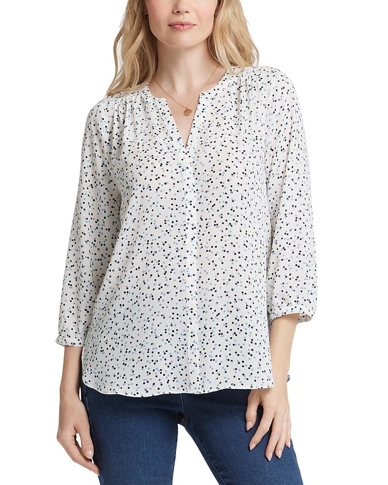 Nydj Three Quarter Sleeve Printed Pintucked Back Blouse Product Image