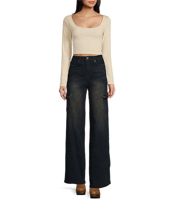 YMI Jeanswear High Rise Wide Leg Cargo Jeans Product Image