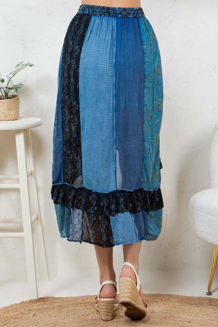 Ruffled Wrapped Look Fit & Flare Midi Skirt Product Image