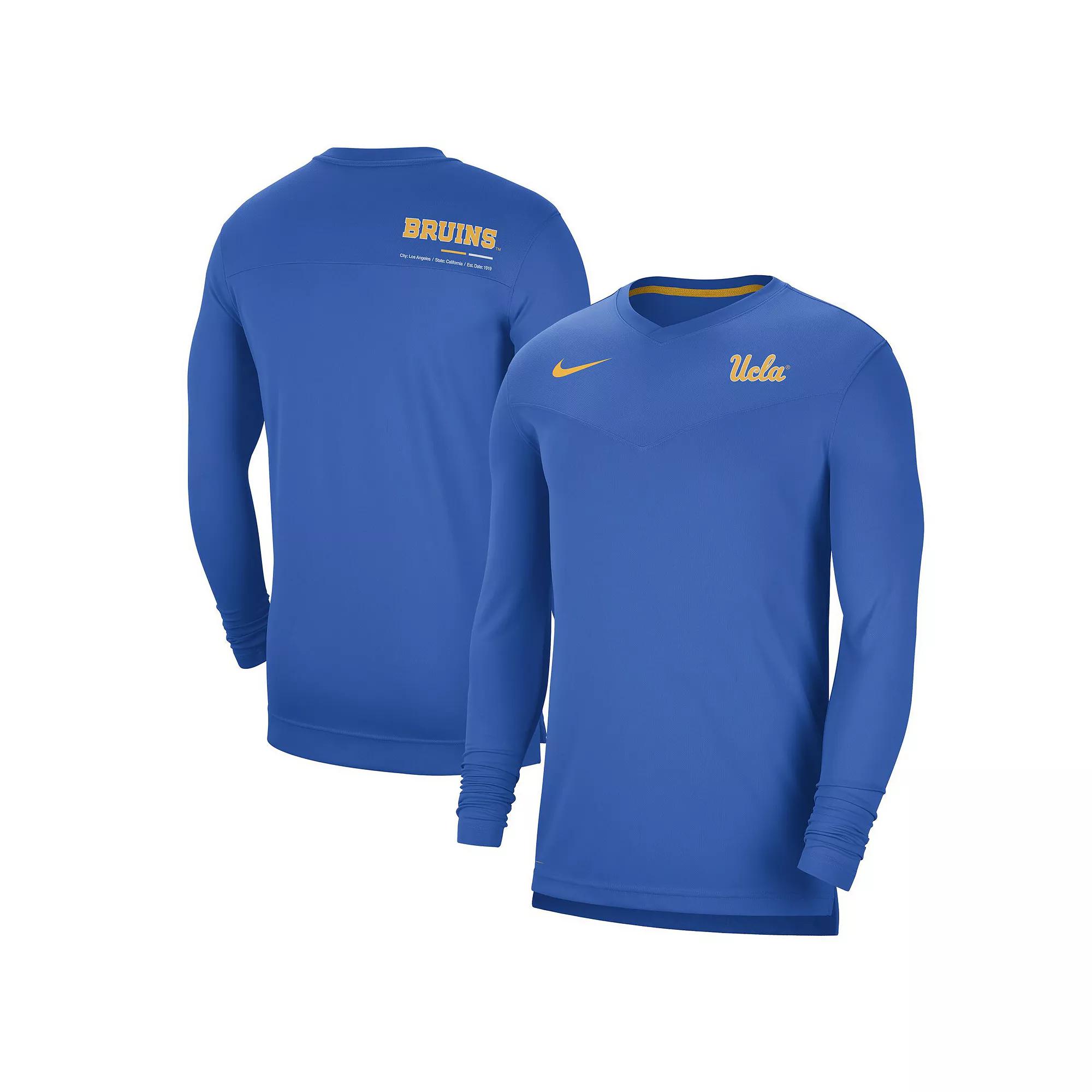 Men's Nike Blue UCLA Bruins 2022 Coach Performance Long Sleeve V-Neck T-Shirt,  Product Image