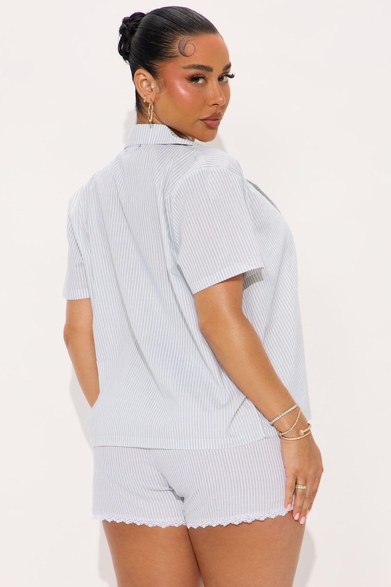 Looking Cute 3 Piece PJ Boxer Short Set - Sage Product Image