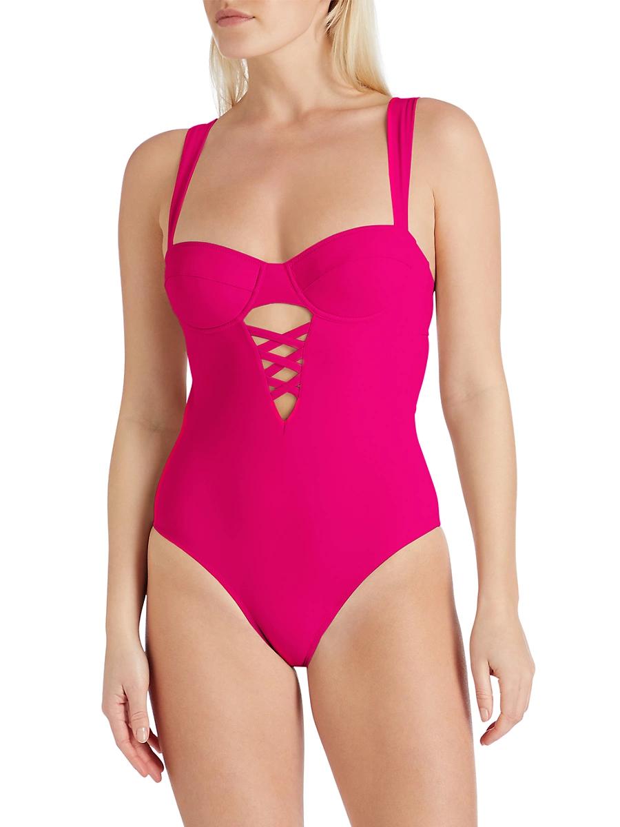 Womens Paris Lace-Up Balconette One-Piece Swimsuit Product Image
