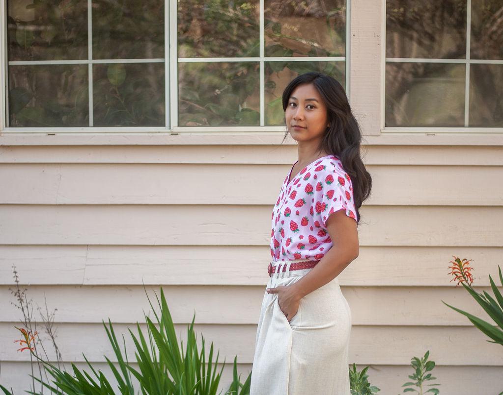 Dolman Top in Strawberry Cotton Product Image