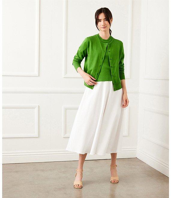 Karen Kane Ribbed Crew Neck Long Sleeve Button Front Cardigan Product Image