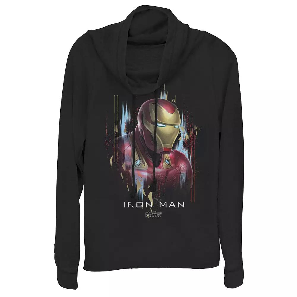 Juniors' Marvel Avengers Endgame Iron Man Splatter Cowlneck Graphic Lightweight Long Sleeve, Girl's,  Product Image