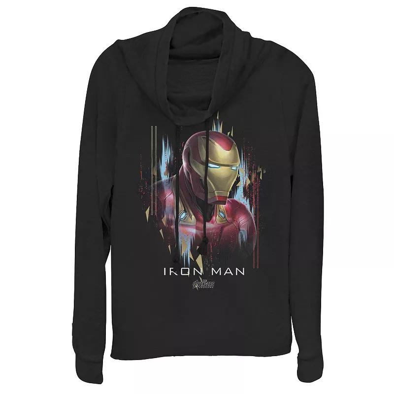 Juniors' Marvel Avengers Endgame Iron Man Splatter Cowlneck Graphic Lightweight Long Sleeve, Girl's,  Product Image
